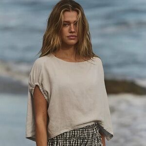 Free People Luna Linen Crop Top